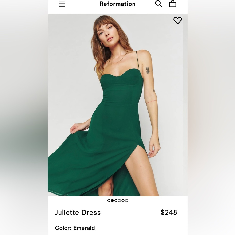 Reformation Emerald Juliette Dress NWT